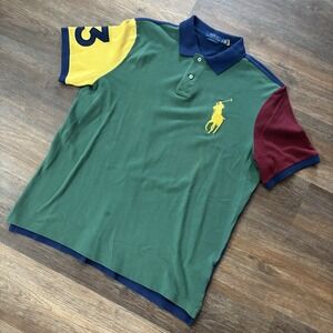 Polo Ralph Lauren Big Pony 3 Colorblock Polo Shirt Men's Sz L READ